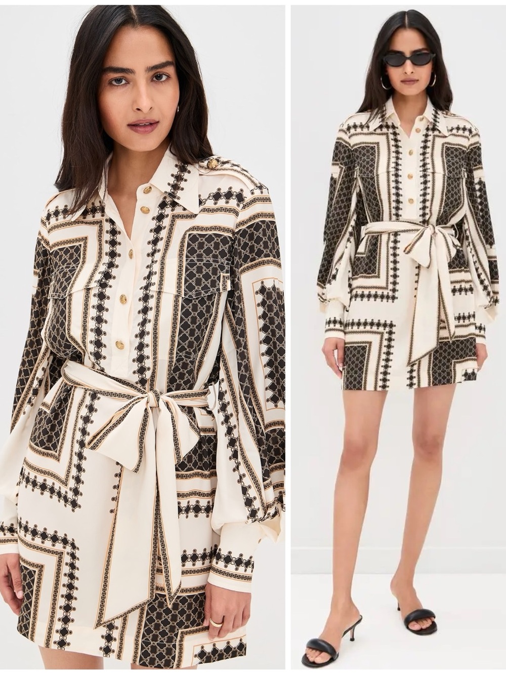 NWT Zimmermann Scarf Mini Belted Silk Blend Long Sleeve Dress Women’s US 4